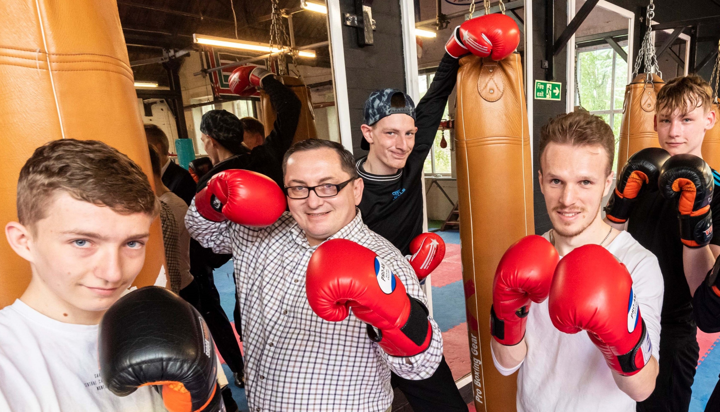 Paul Becouarn at a fitness session with young attendees and Rossendale Works Project Officer Django Back (second from right).